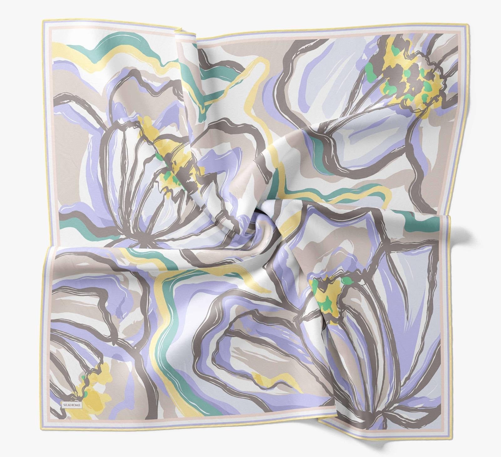 Silkhome Tivil İpek Eşarp 11541 02 Taş Lila Soyut Desen