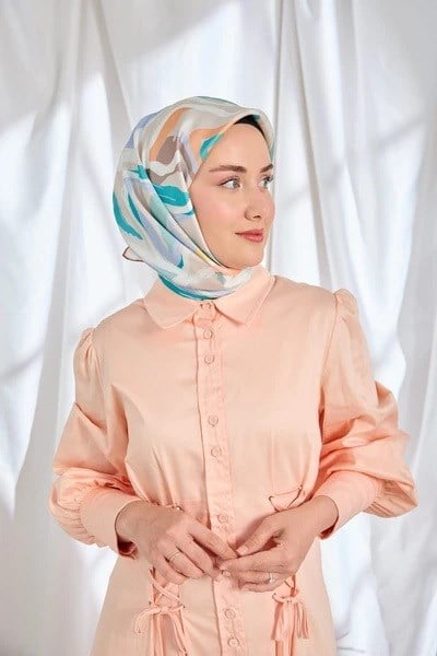Silkhome Tivil İpek Eşarp 11541 06 Mint Yeşili Lila Soyut Desen