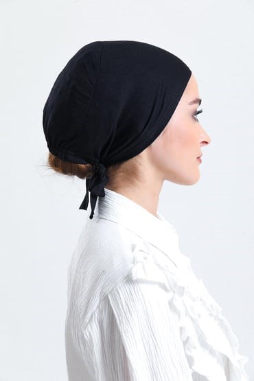 Siyah Dikişli Penye Bone