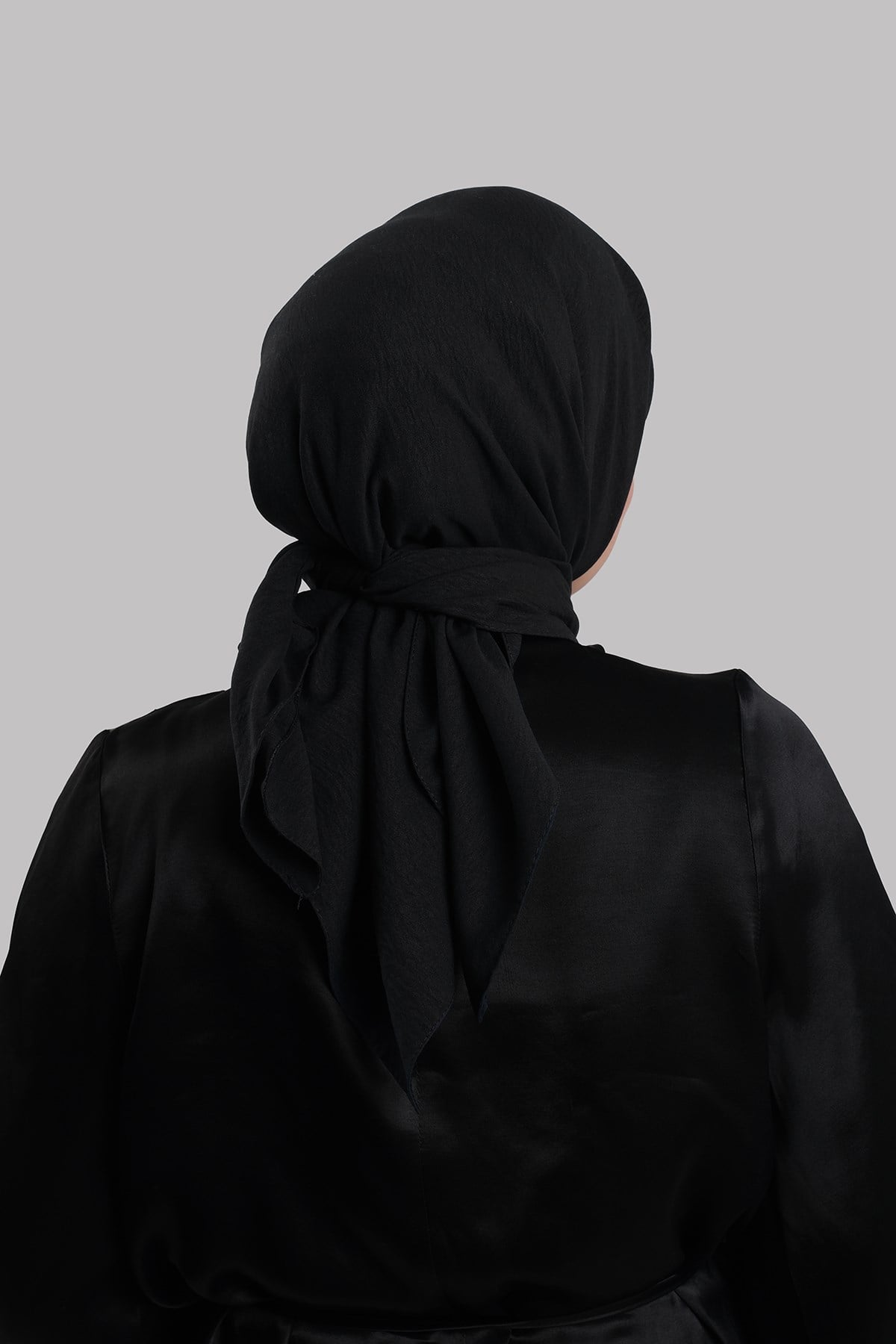 Siyah Düz Klasik Eşarp İtalyan Dikişli Pamuk Caz Sade 202210_01