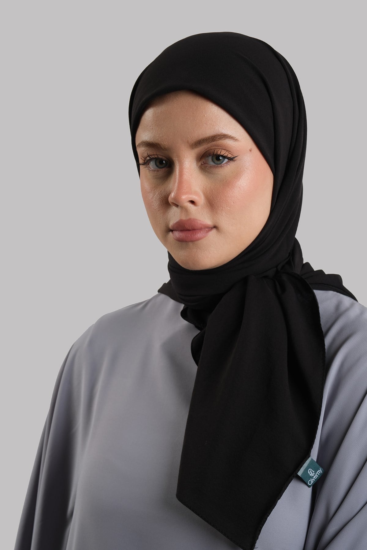 Siyah Düz Klasik Eşarp İtalyan Dikişli Relax Kumaş Sade 202209_01