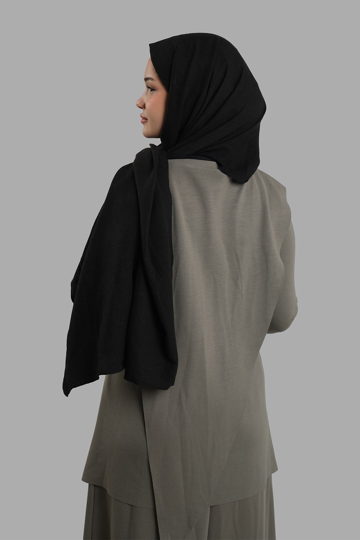 Siyah Düz Klasik Ria Şal İtalyan Dikişli Pamuk Caz Sade 202130_01