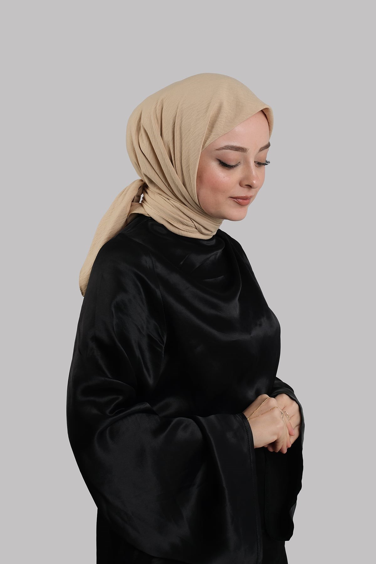 Sütlü Kahve Düz Klasik Eşarp İtalyan Dikişli Pamuk Caz Sade 202210_26