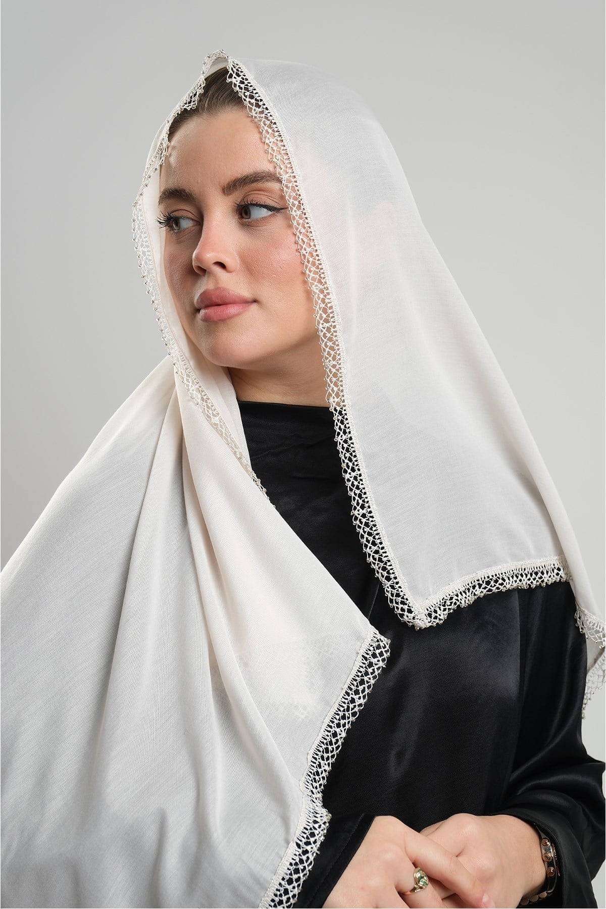 Taş Nikah Namaz Başörtüsü Eşarp Kesik Elyaf Boncuklu Güpürlü 202213_46