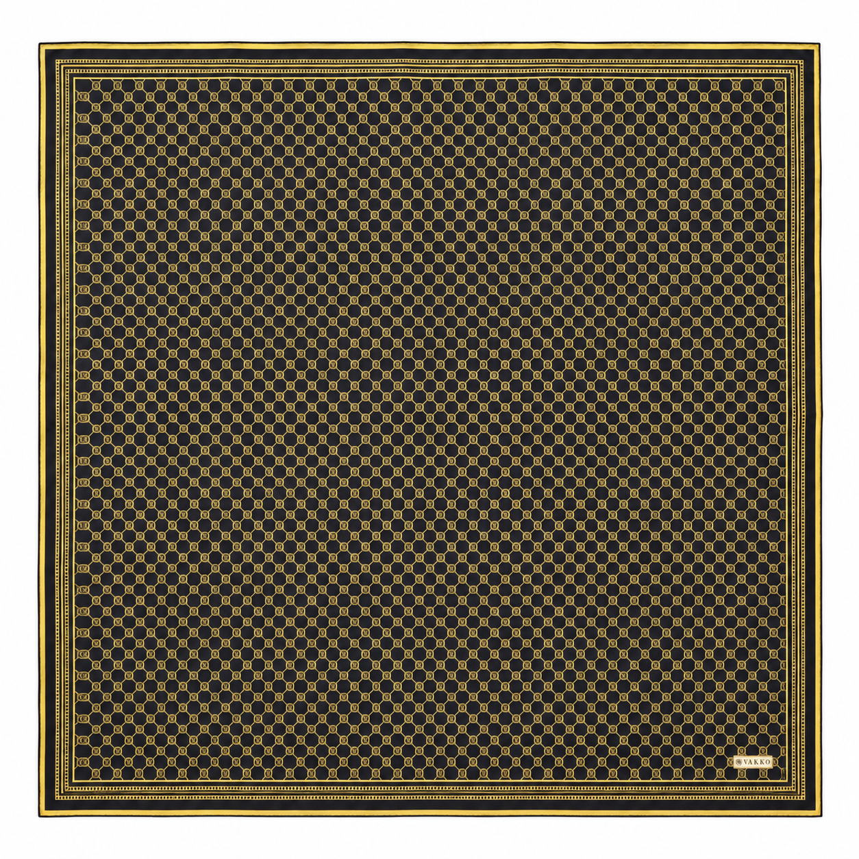 Vakko Tivil Saf İpek Eşarp 37144 Siyah Monogram Desen