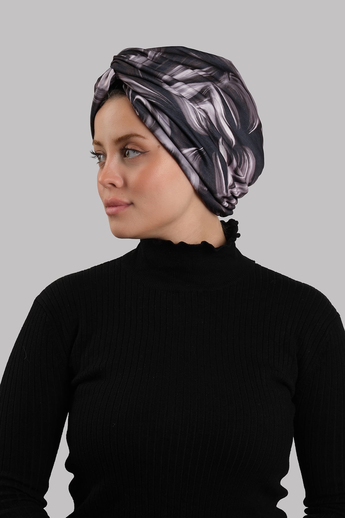 Violet Çapraz Büzgülü Tesettür Bone Sandy Desenli 2511_21