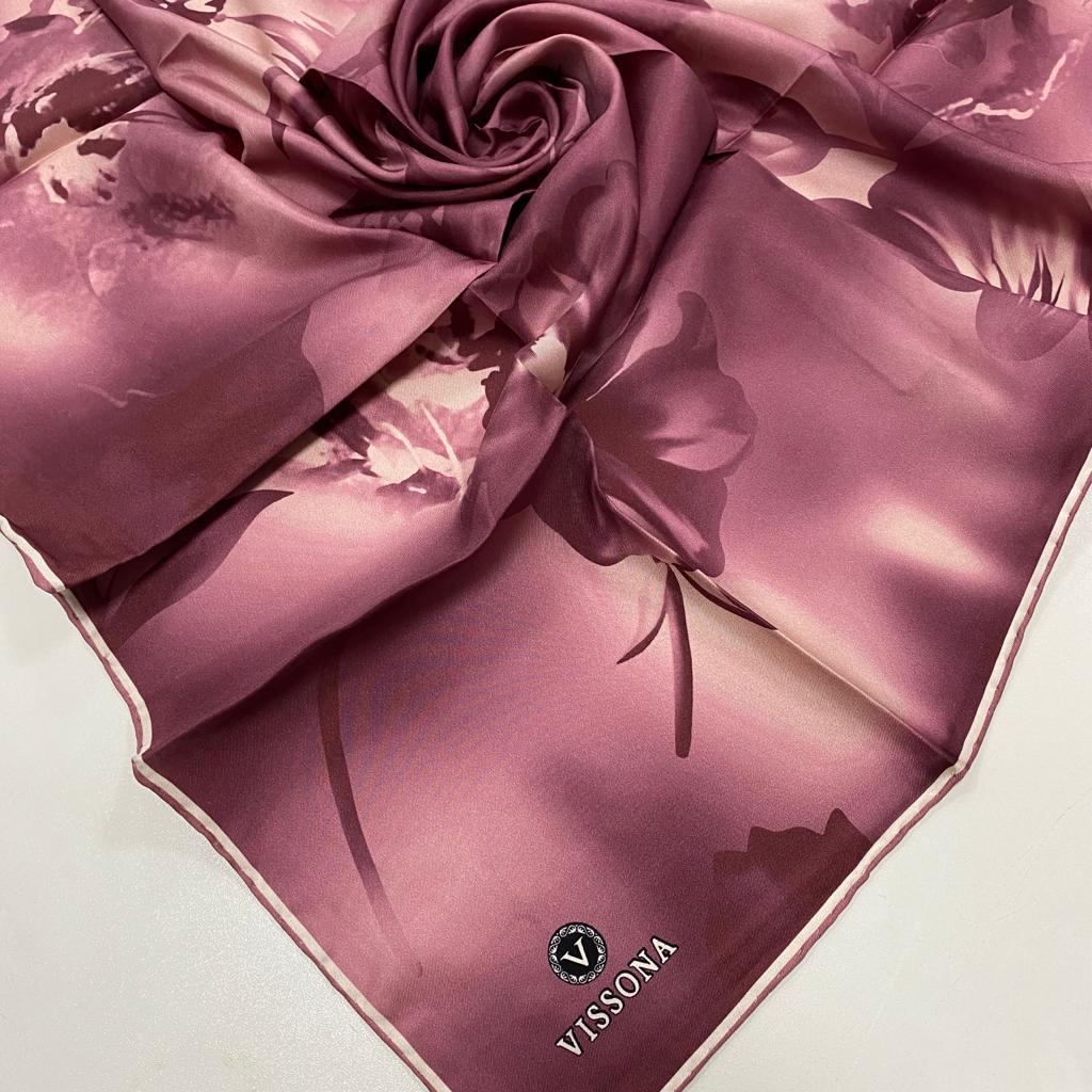Vissona Powder Abstract Patterned Twill Silk Scarf 6269-0019