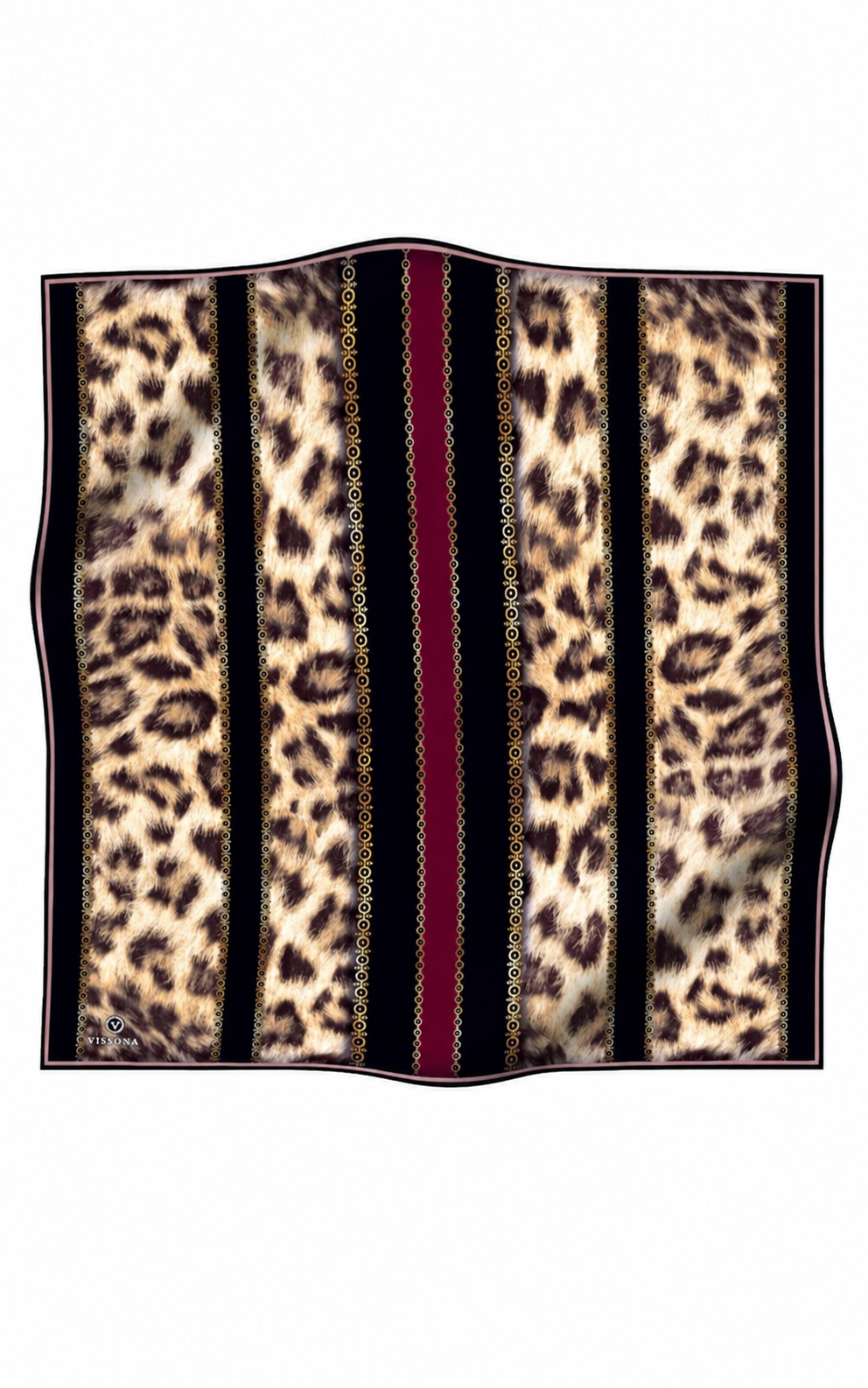 Vissona Tivil İpek Eşarp 17065 - 8 - 0018 - 0001 Bordo Leopar Desen