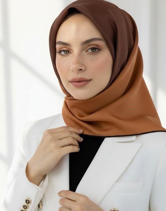 Vissona Tivil İpek Eşarp 51279 - 0014 Taba Degrade Desen