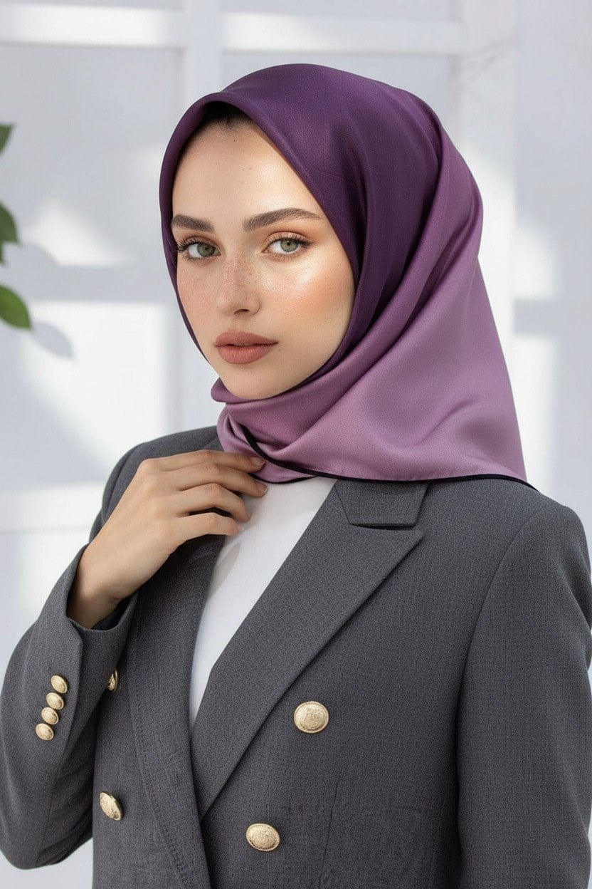 Vissona Tivil İpek Eşarp 51279 - 0020 Gül Kurusu Degrade Desen