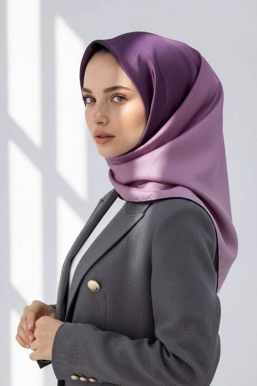 Vissona Tivil İpek Eşarp 51279 - 0020 Gül Kurusu Degrade Desen