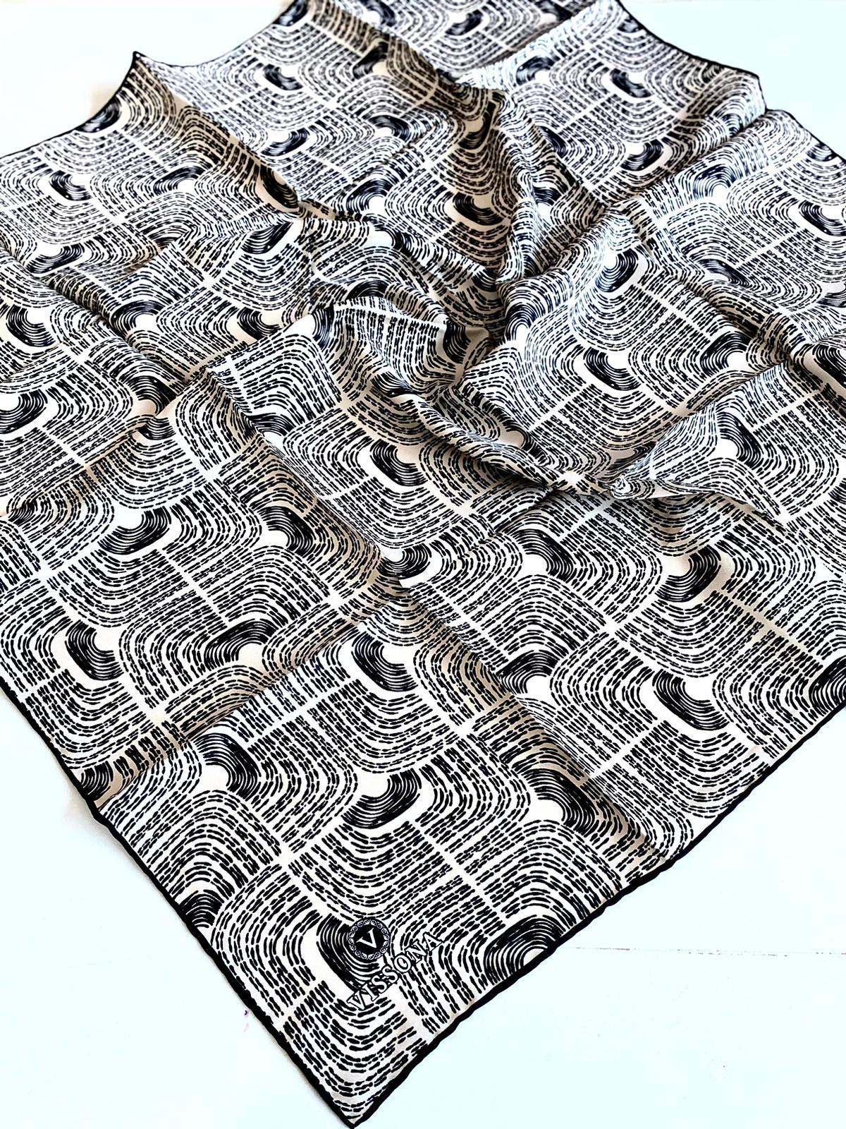 Vissona Twill Silk Scarf 51717-2-0002-0001 White Mixed Pattern