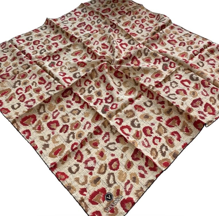 Vissona Tivil İpek Eşarp 52011 - 0018 Bordo Leopar Desen