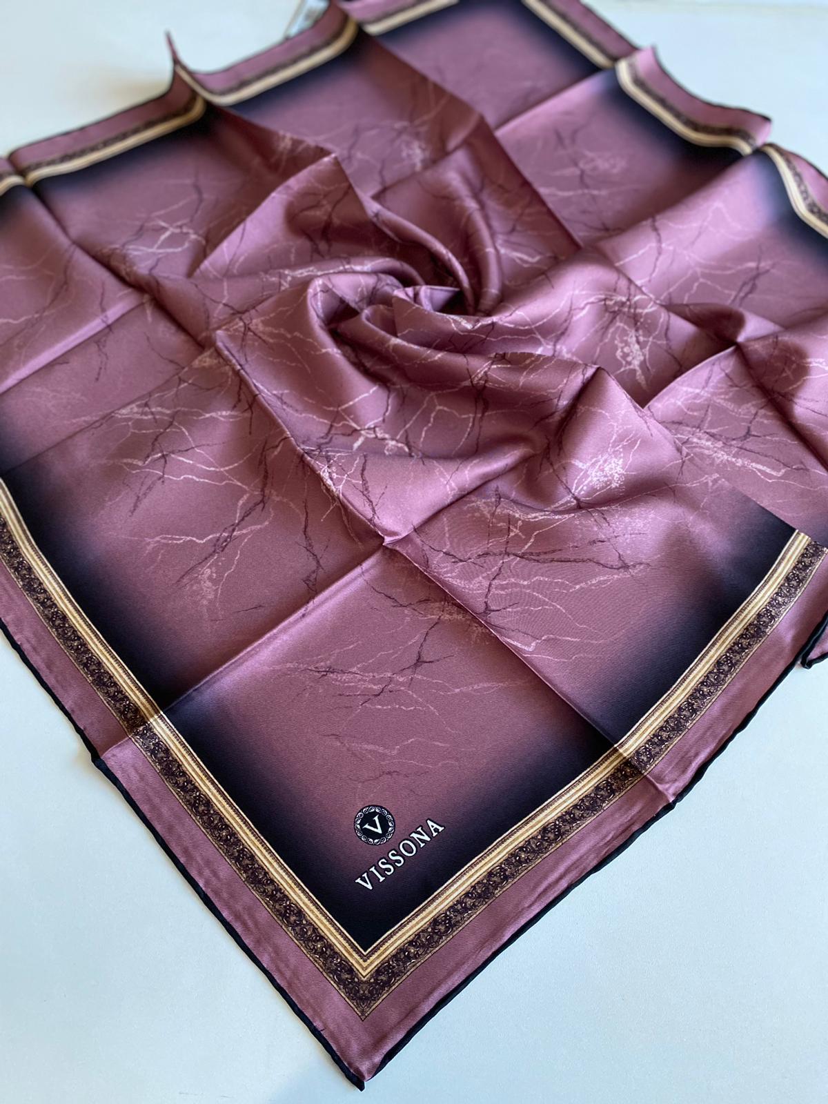 Vissona Tivil İpek Eşarp 60307-0020 Pembe Karışık Desen