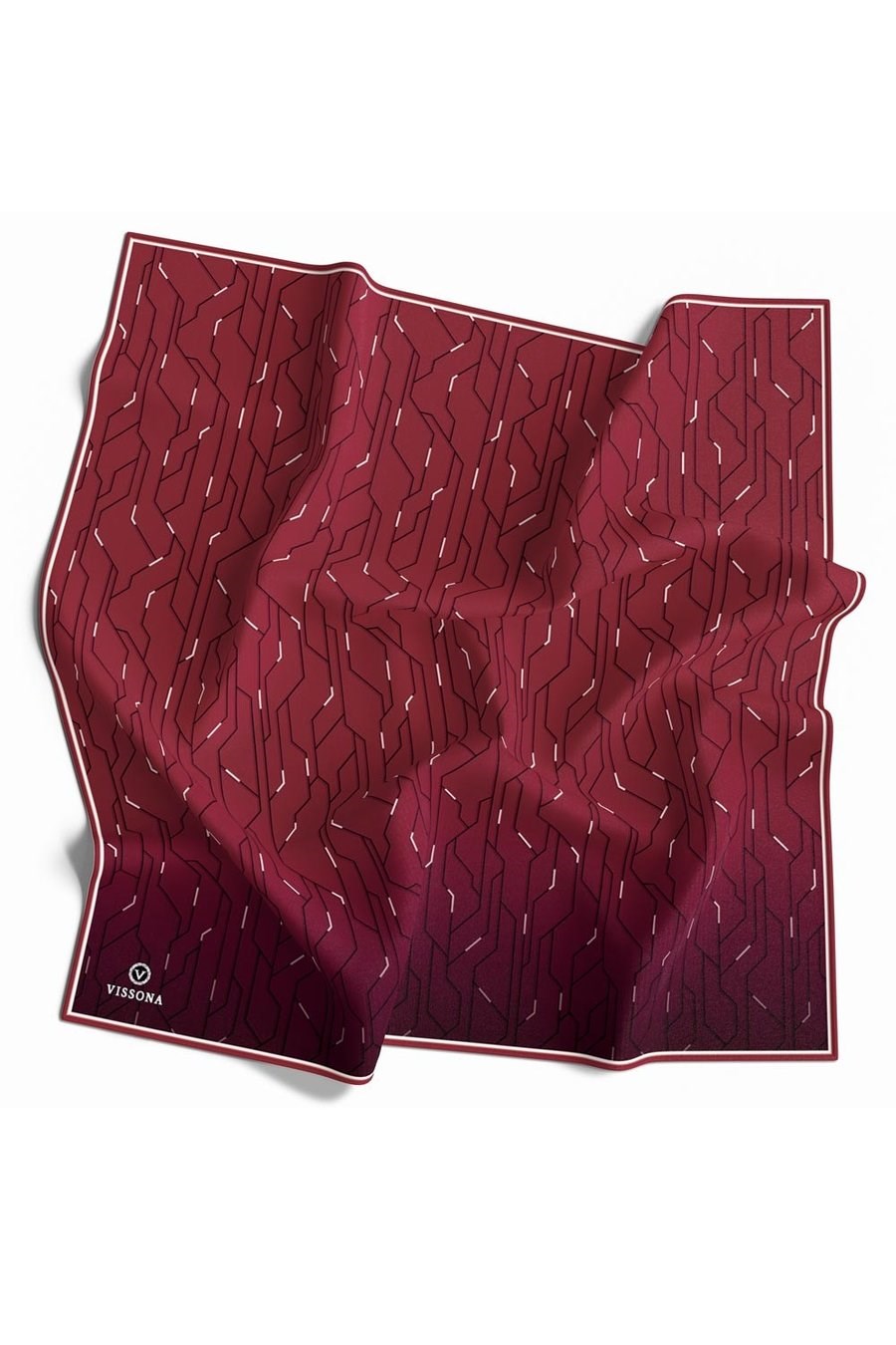 Vissona Tivil İpek Eşarp 6246 - 11- 0018 Bordo Geometrik Desen