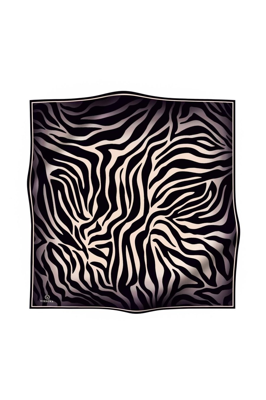 Vissona Tivil İpek Eşarp 6259 1 Siyah-Bej Zebra Desen