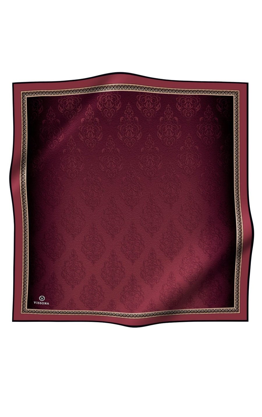 Vissona Tivil İpek Eşarp Bordo 10655 05 Barok Desen