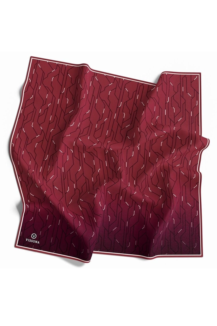 Vissona Tivil İpek Eşarp Bordo 6246 11 Geometrik Desen