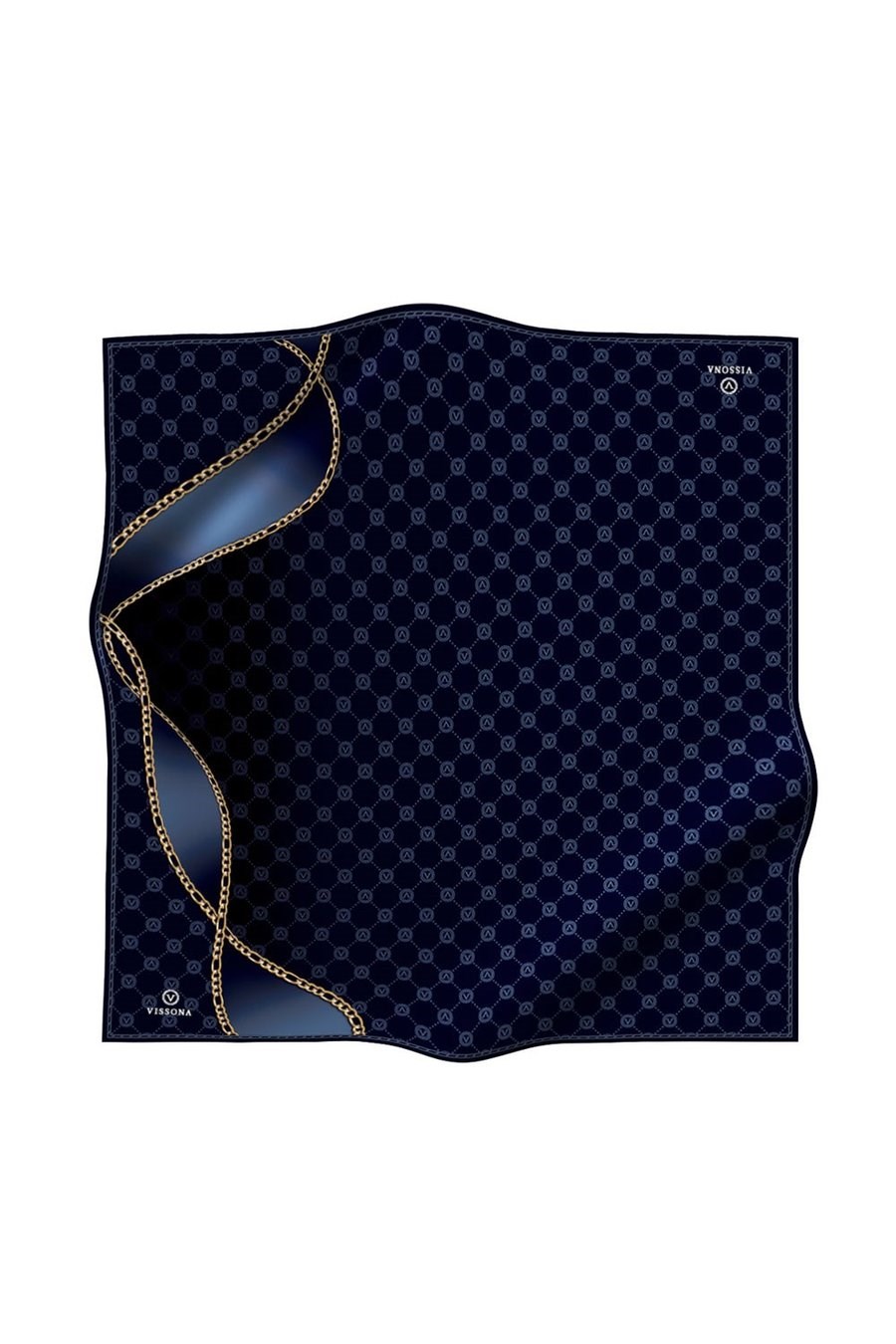 Vissona Tivil İpek Eşarp DG0N51333 - 10 - 0033 - 0031 Lacivert İndigo Monogram Desen