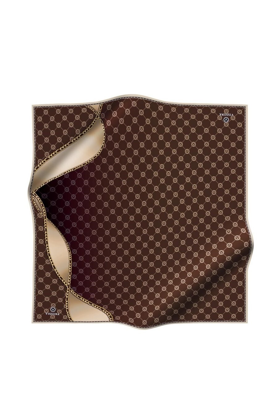 Vissona Tivil İpek Eşarp DG0N51333 - 7 - 0006 - 0004 Sütlü Kahve Bej Monogram Desen