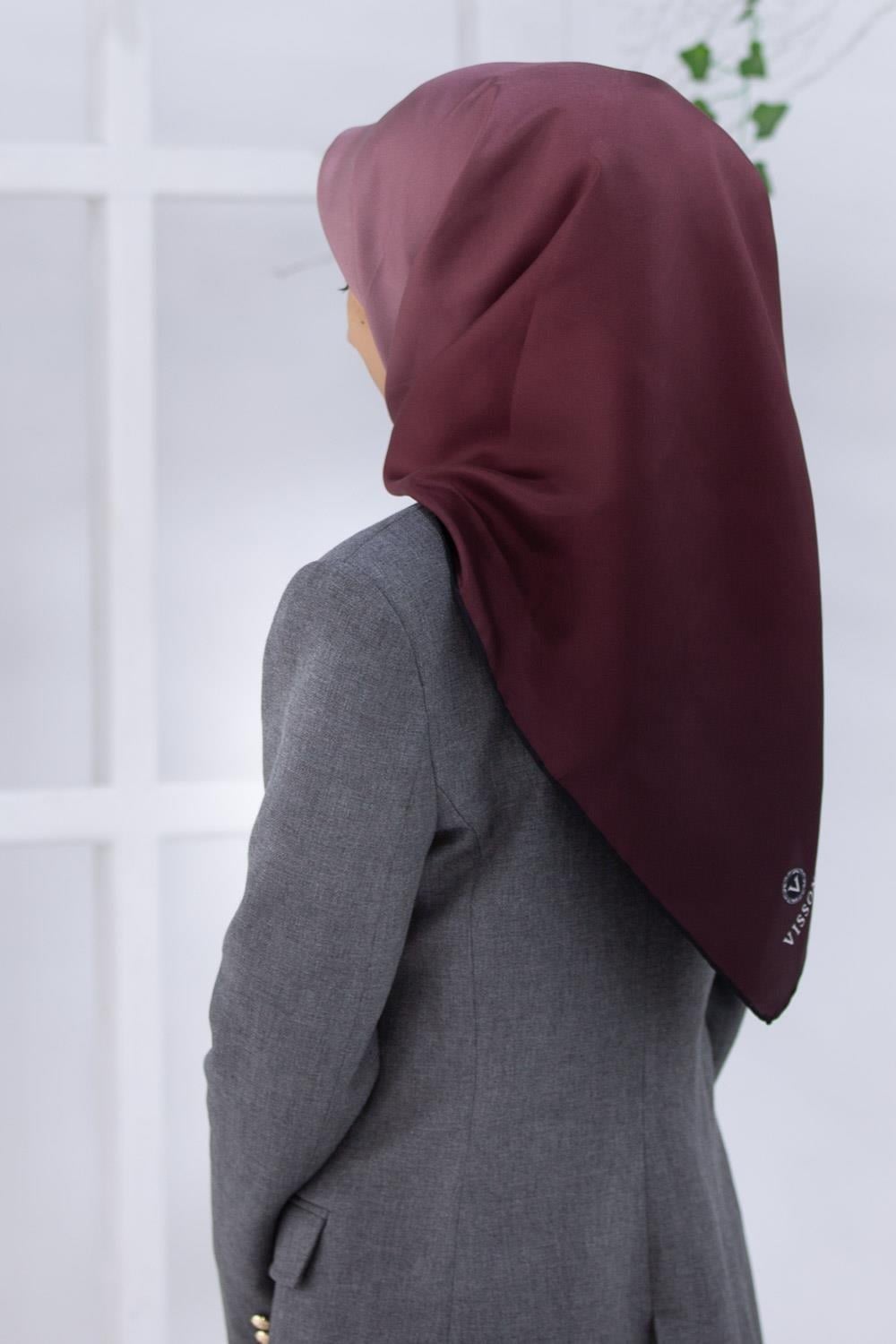 Vissona Tivil İpek Eşarp IST 51279-14 Soğan Kabuğu-Bordo  Degrade Desen