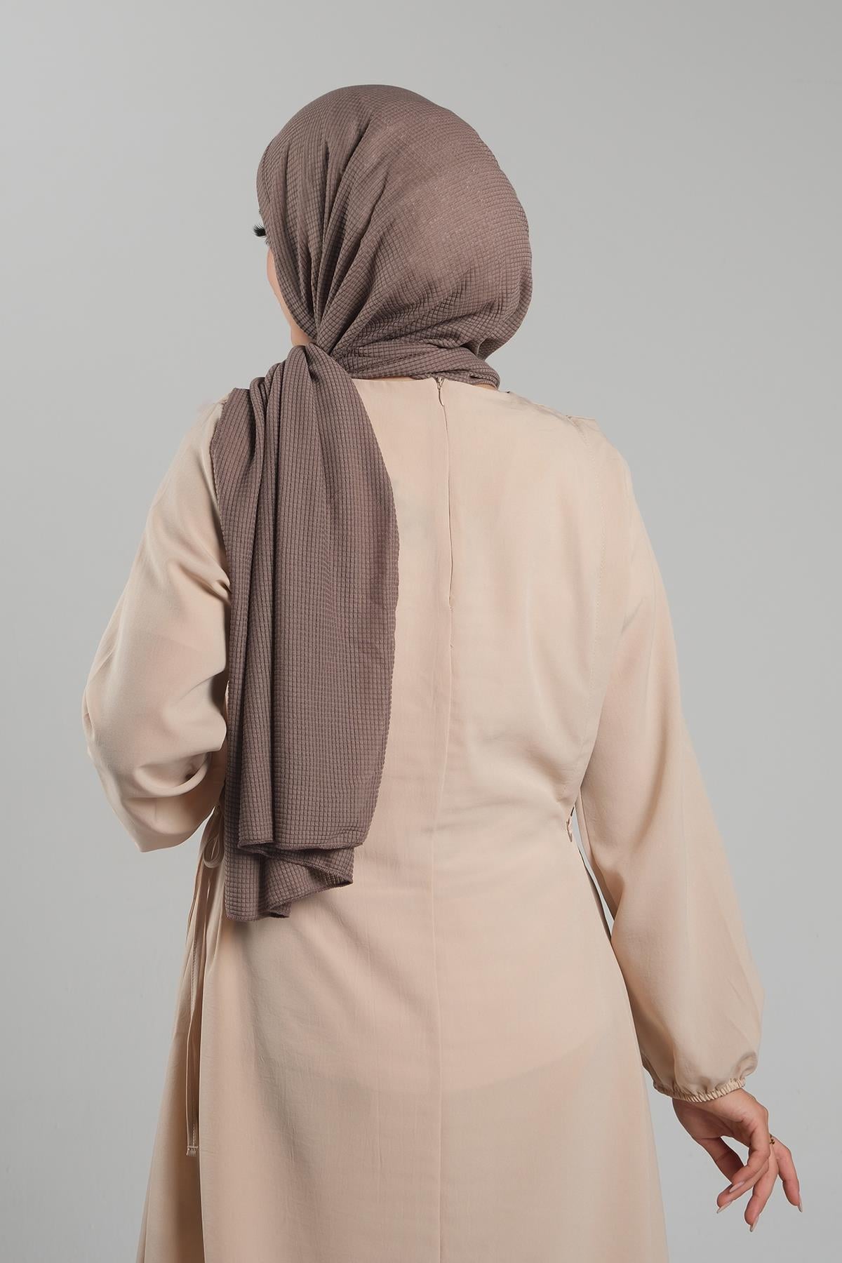 Vizon Pratik Hazır Geçmeli Tesettür Şal Örme Kumaş Sade 2118_10