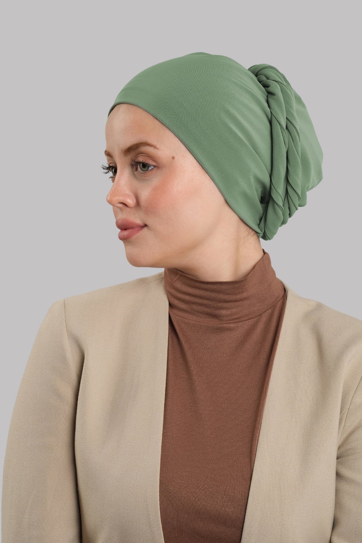 Yağ yeşili Versa Kuyruklu Pratik Tesettür Bone Sandy Büzgülü 2515_36