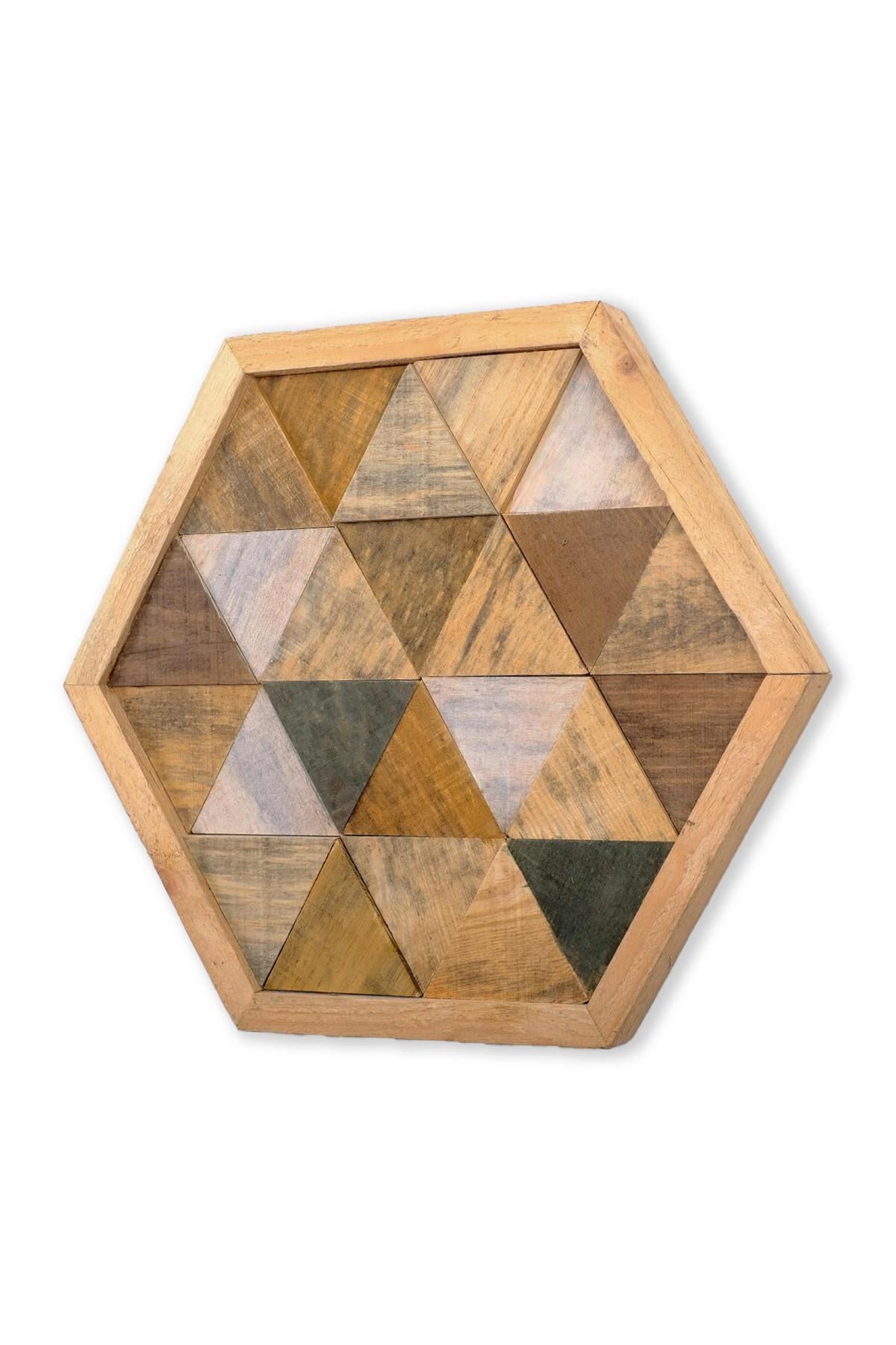 heXagon Rustik El Yapımı Ahşap Duvar Tablosu