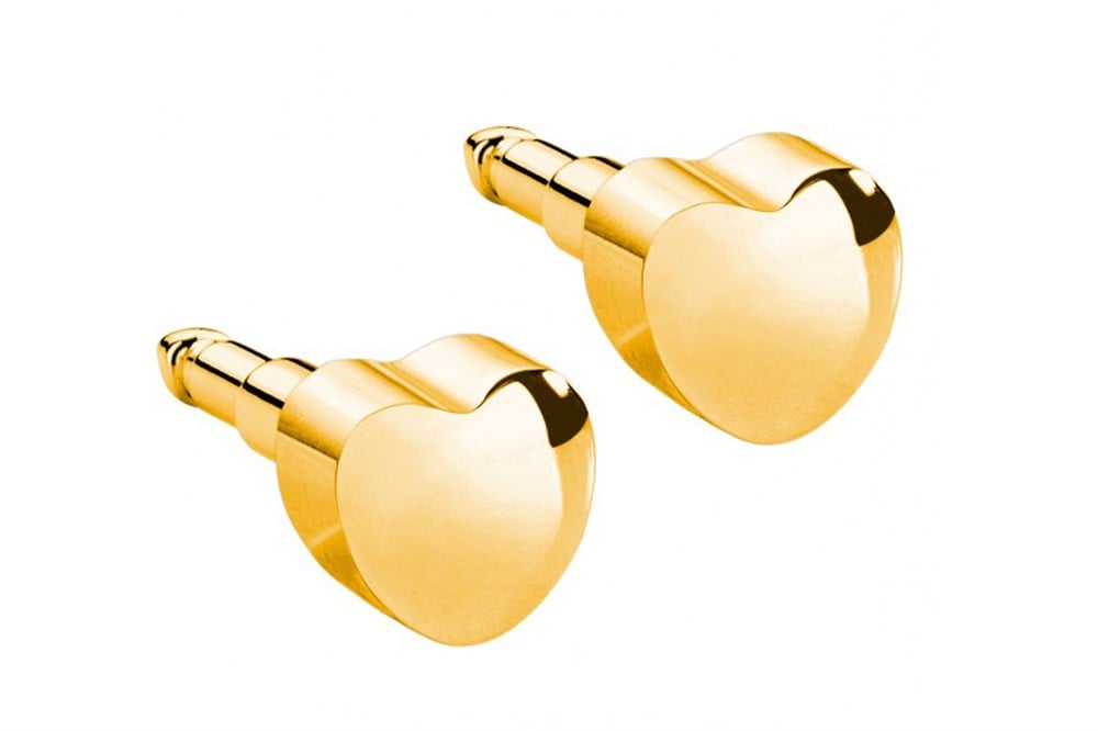 Nina Kulak Delme Küpesi - Gold Kalp