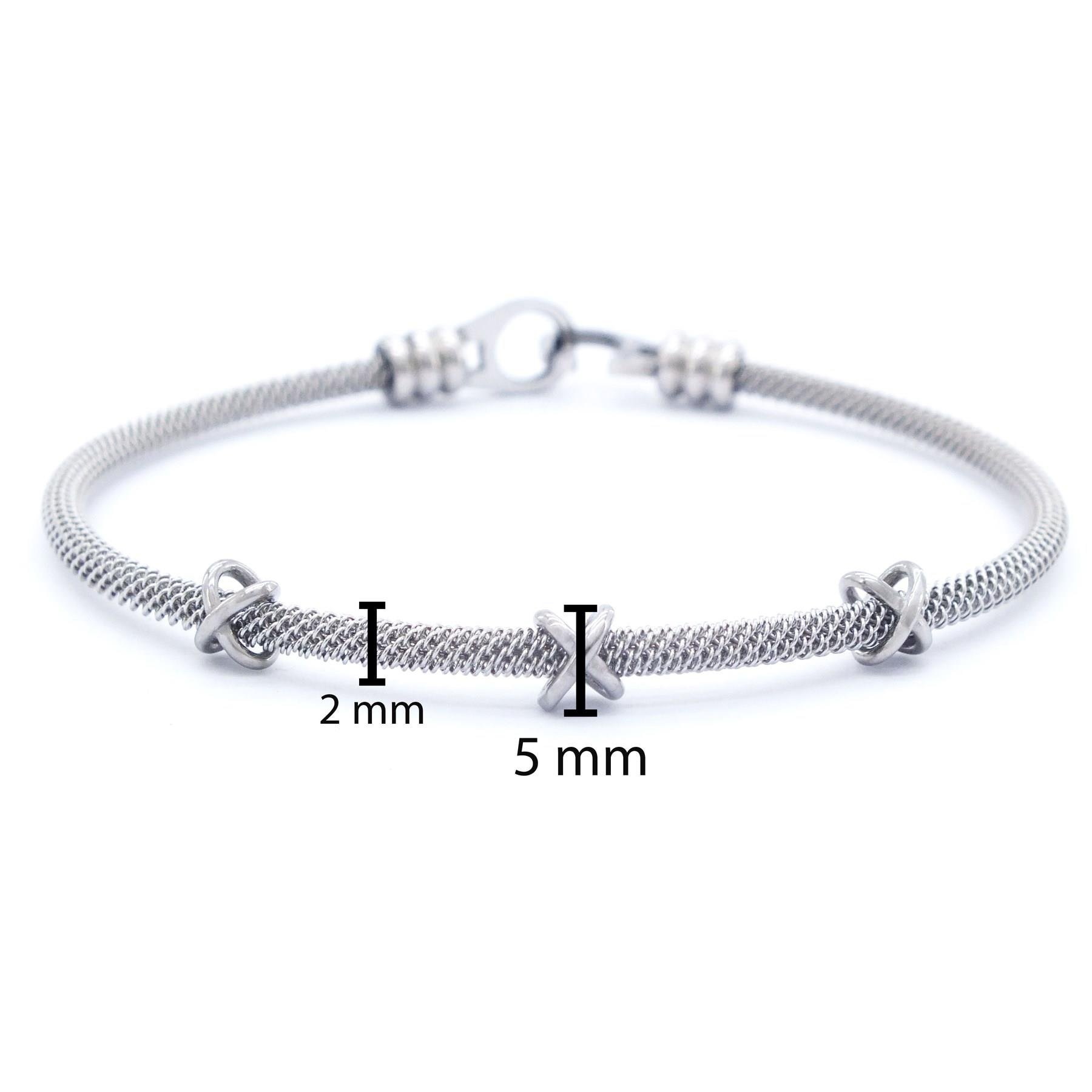 316L Çelik Düğüm Detaylı Gri Erkek Kelepçe Bileklik EBLK-422