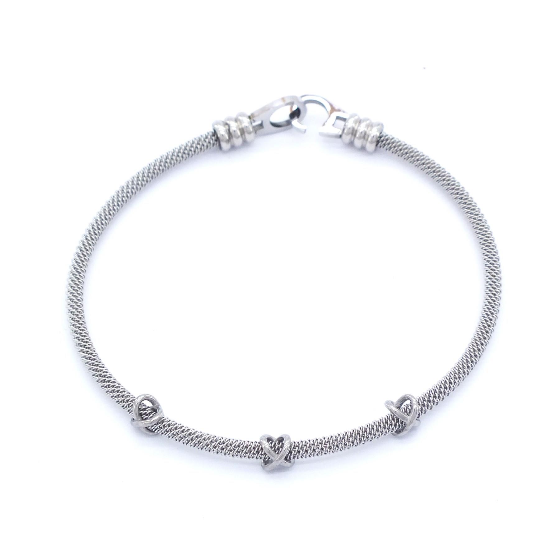 316L Çelik Düğüm Detaylı Gri Erkek Kelepçe Bileklik EBLK-422