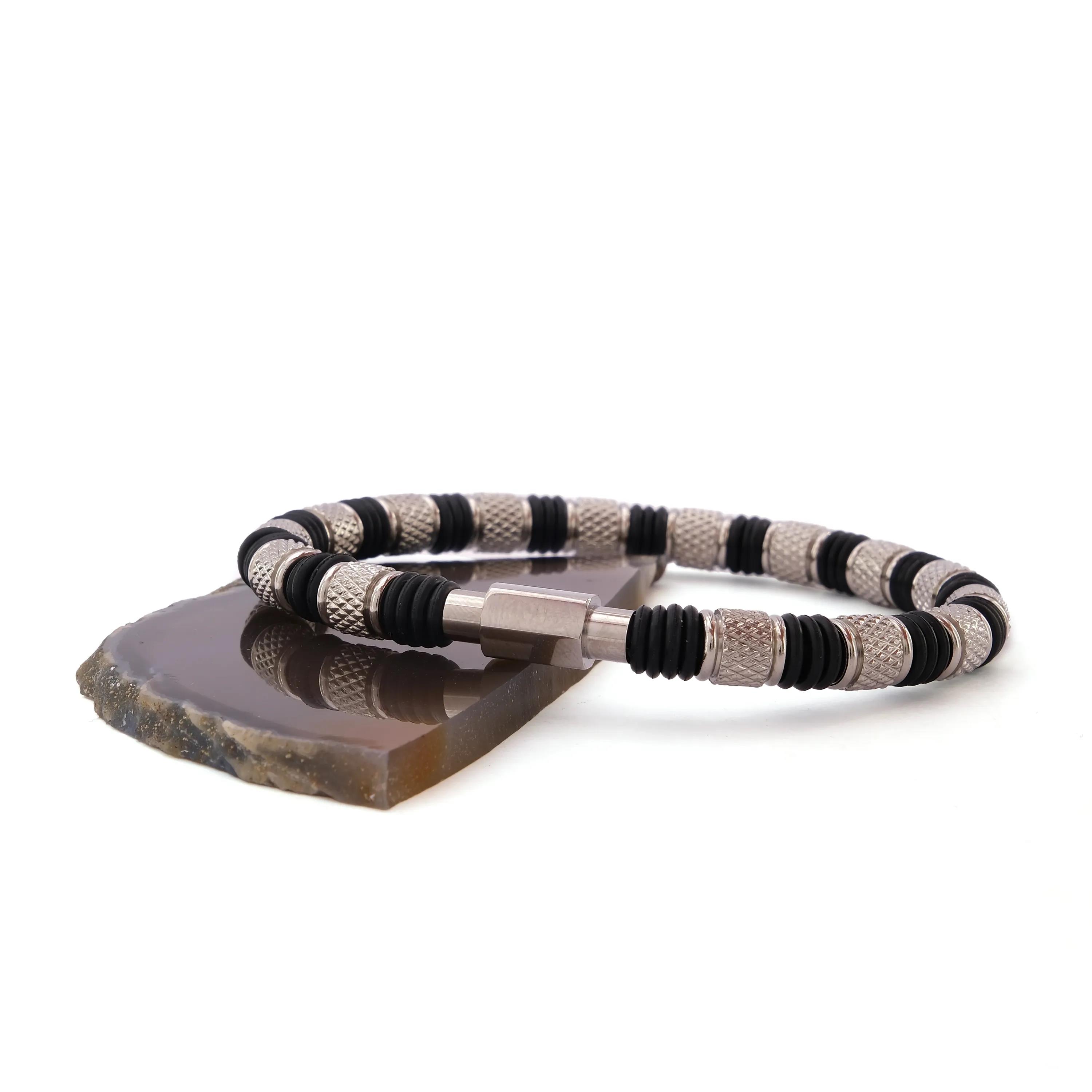 316L Çelik Siyah Erkek Spor Kelepçe Bileklik EBLK-448