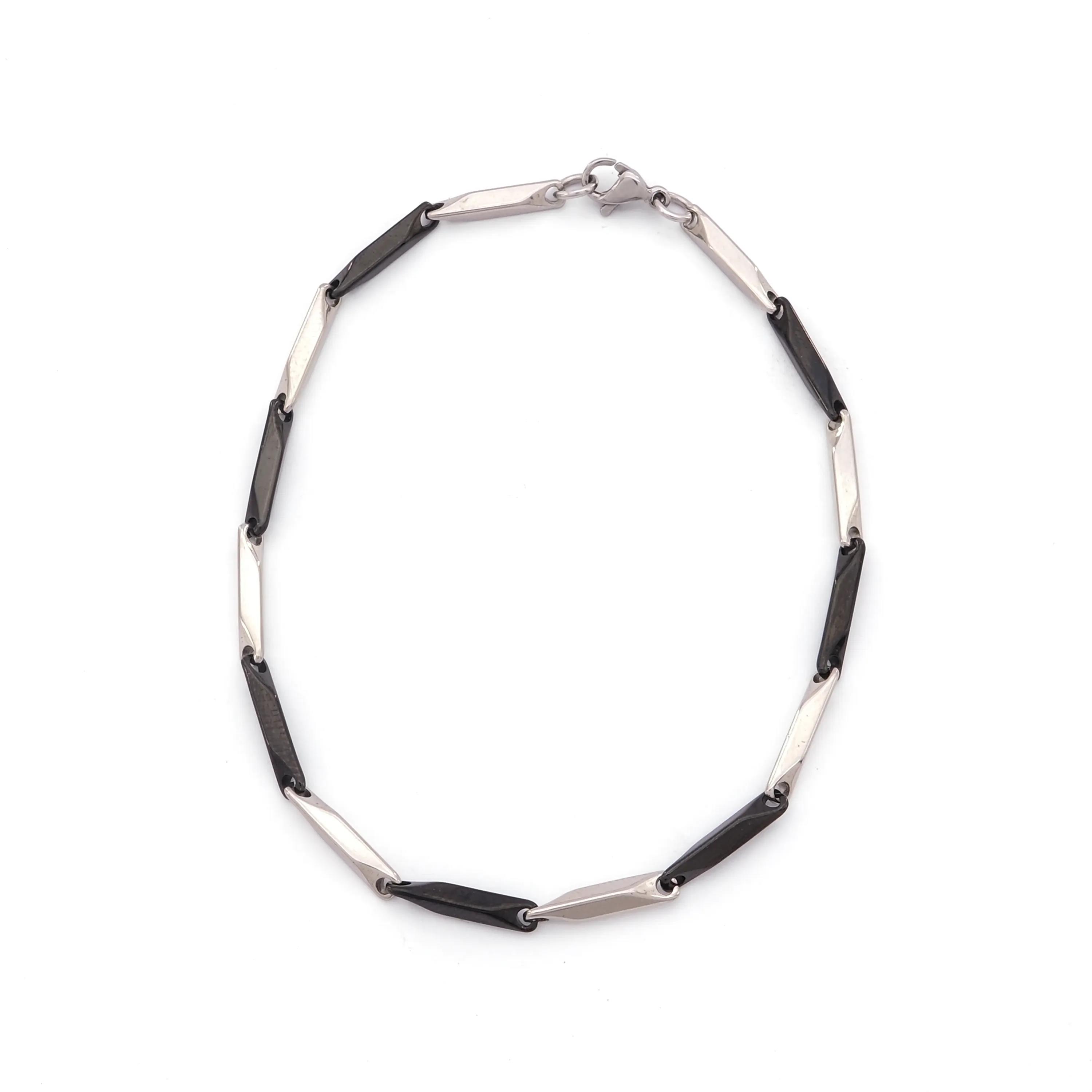 316L Çelik Siyah Gri Çift Renkli Spor Erkek Bileklik EBLK-439