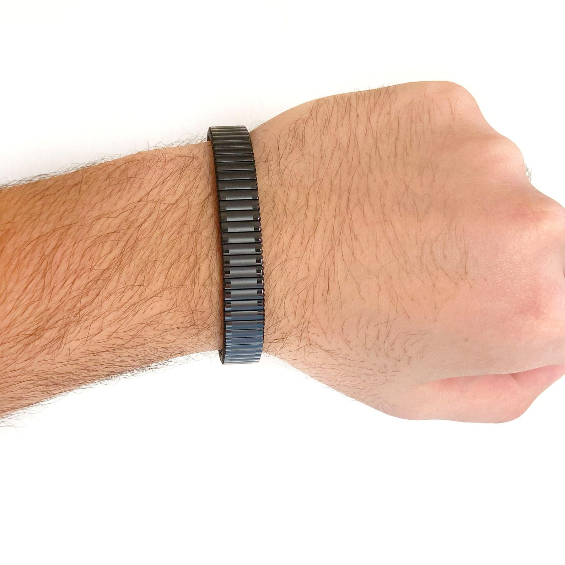 316L Çelik Siyah iİtalyan Charm Erkek Kelepçe Bileklik EBLK-409