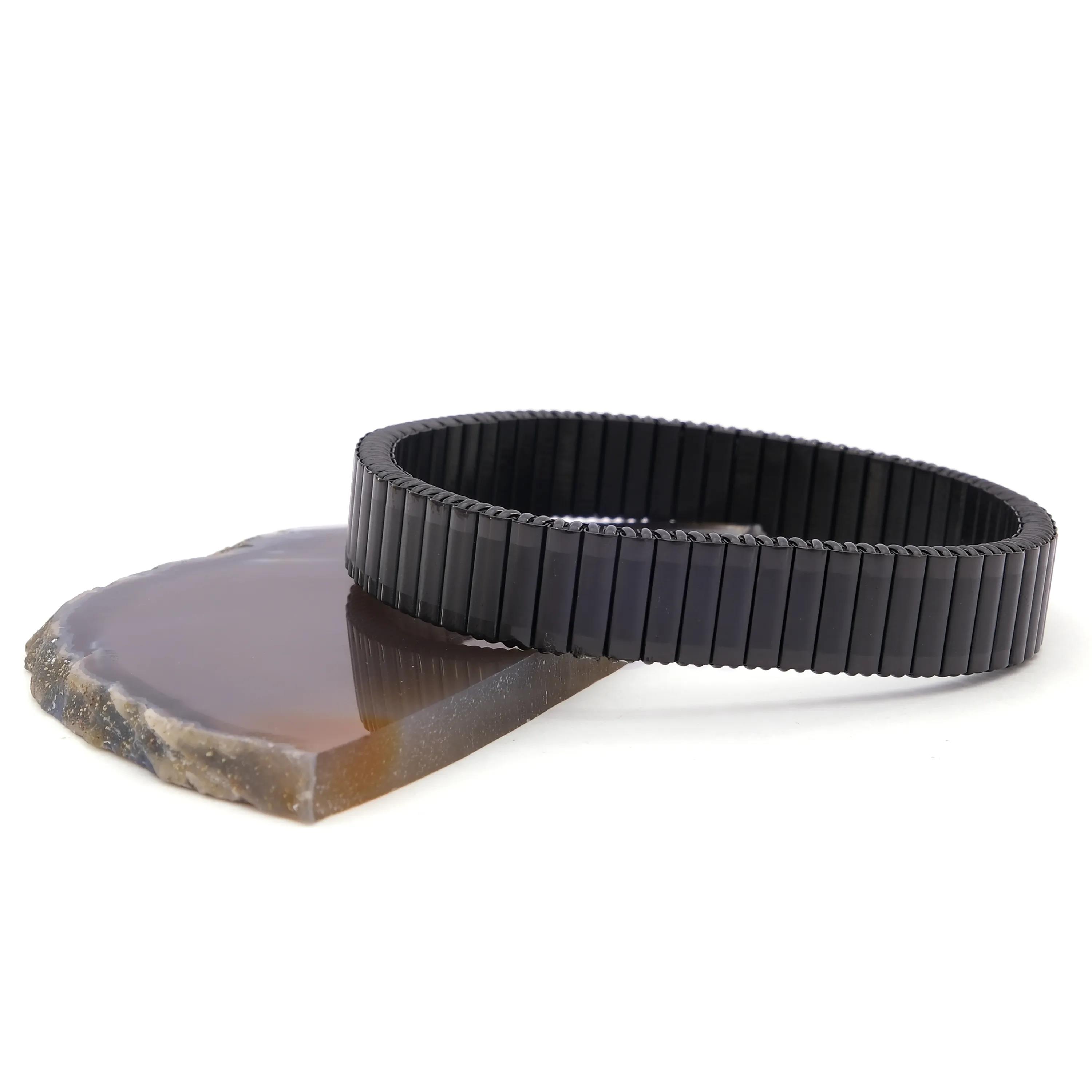 316L Çelik Siyah iİtalyan Charm Erkek Kelepçe Bileklik EBLK-409