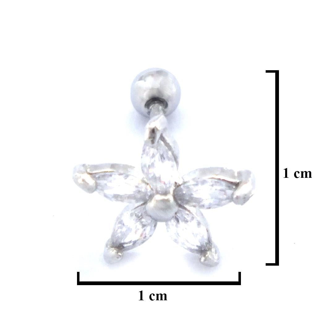 316L Çelik Zirkon Taşlı Çiçek Şekilli Piercing PRC-191