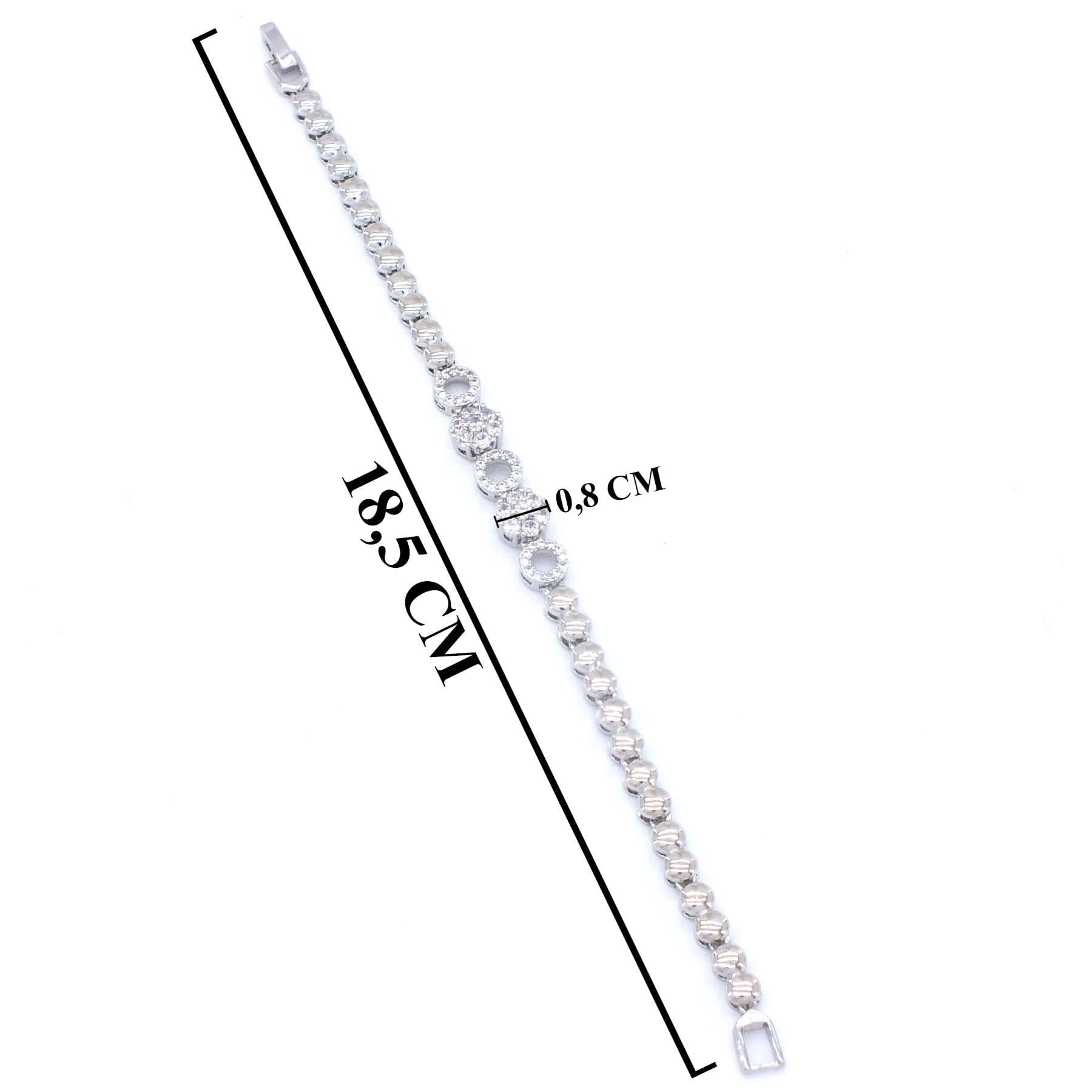 316L Çelik Zirkon Taşlı Halkalı Kadın Bileklik BLK-534