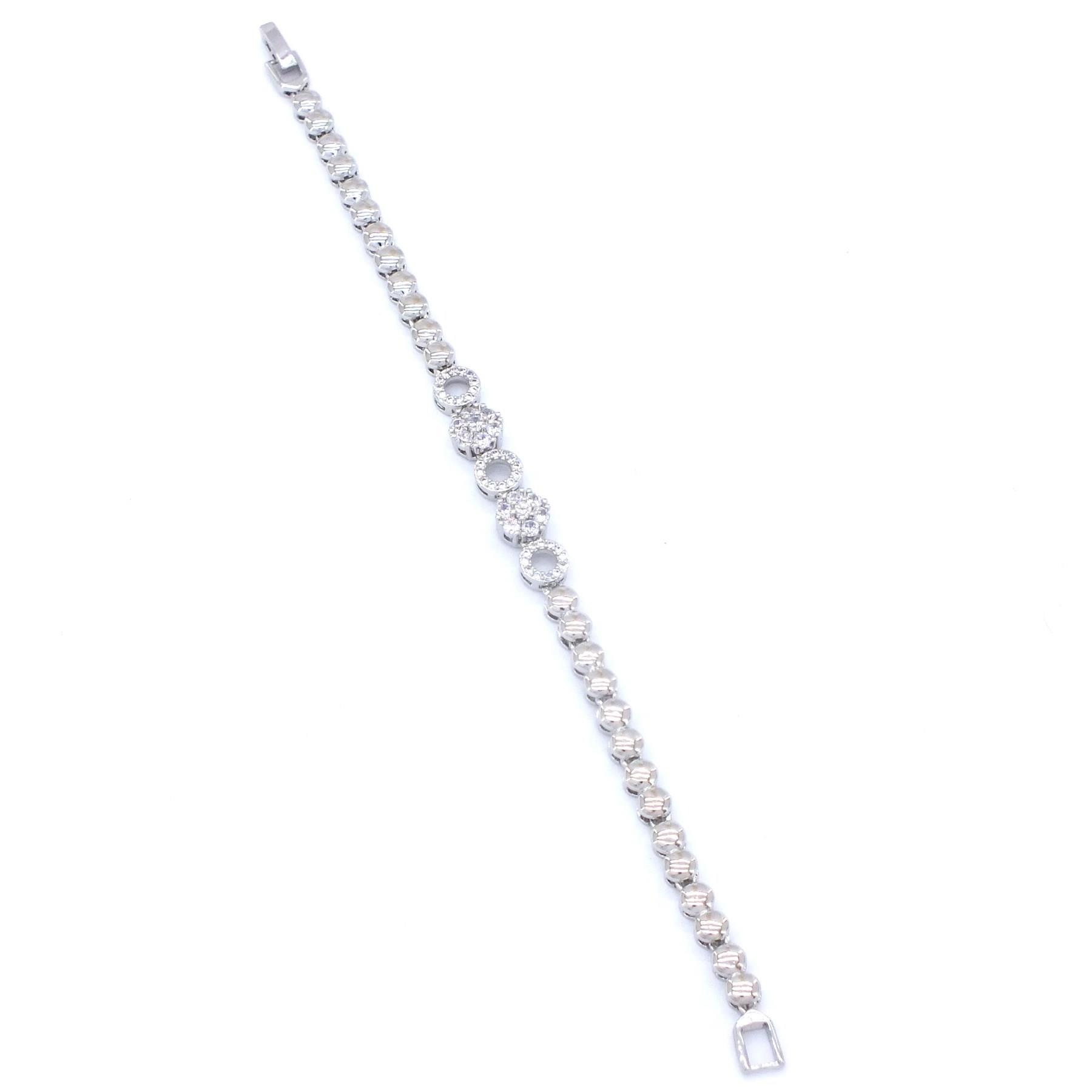 316L Çelik Zirkon Taşlı Halkalı Kadın Bileklik BLK-534