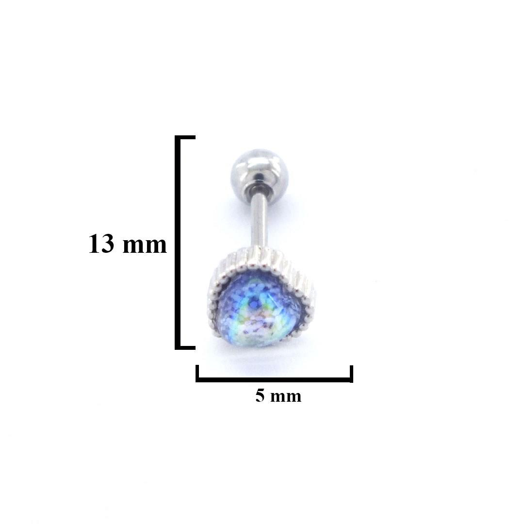 316L Çelik Zirkon Taşlı Kalp Şekilli Piercing PRC-180