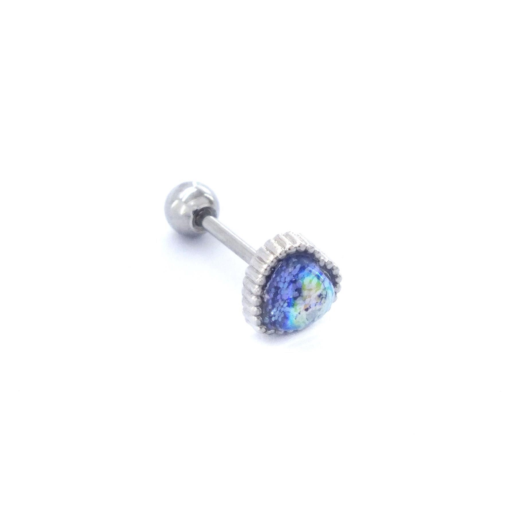 316L Çelik Zirkon Taşlı Kalp Şekilli Piercing PRC-180