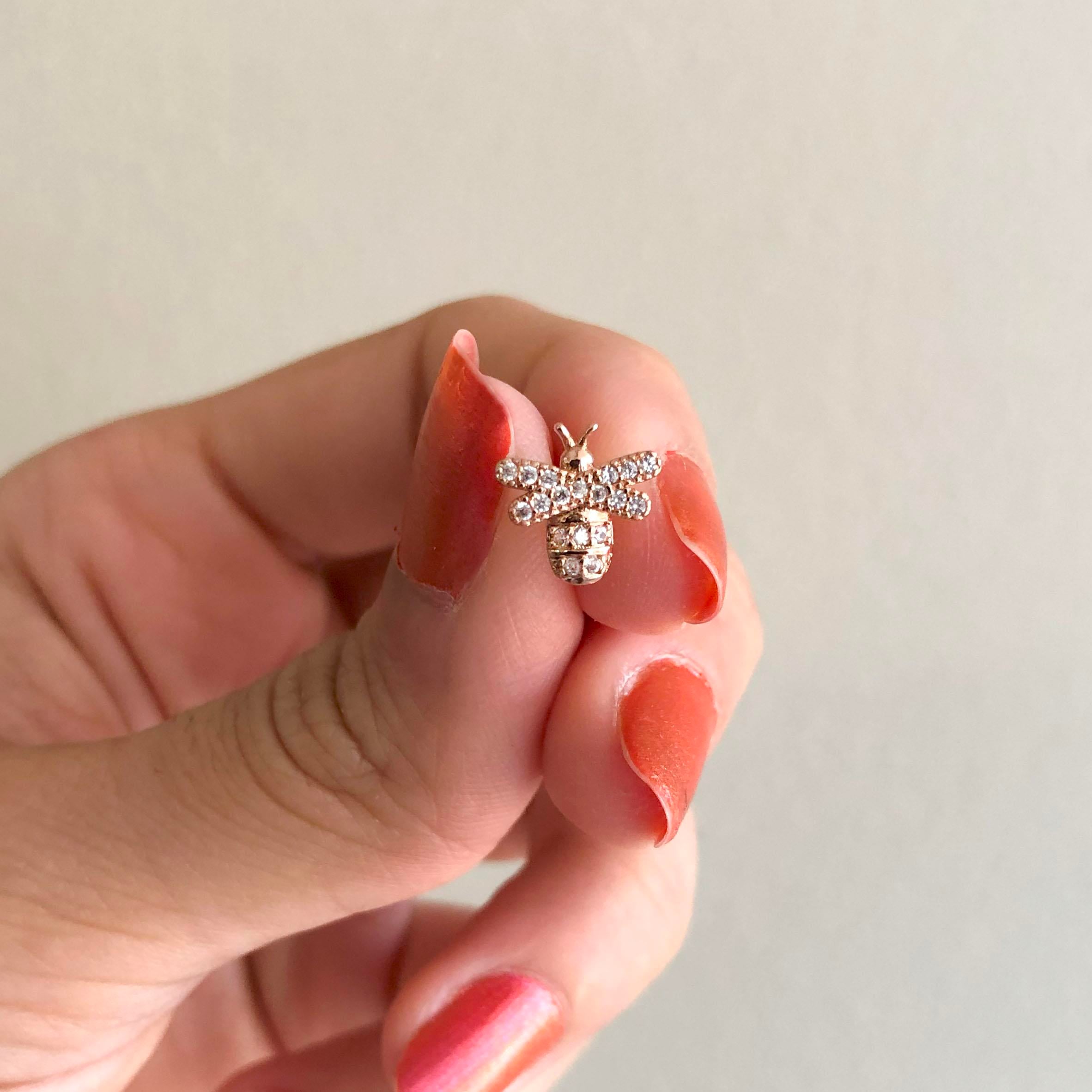 316L Çelik Zirkon Taşlı Rose Arı Şekilli Piercing PRC-163