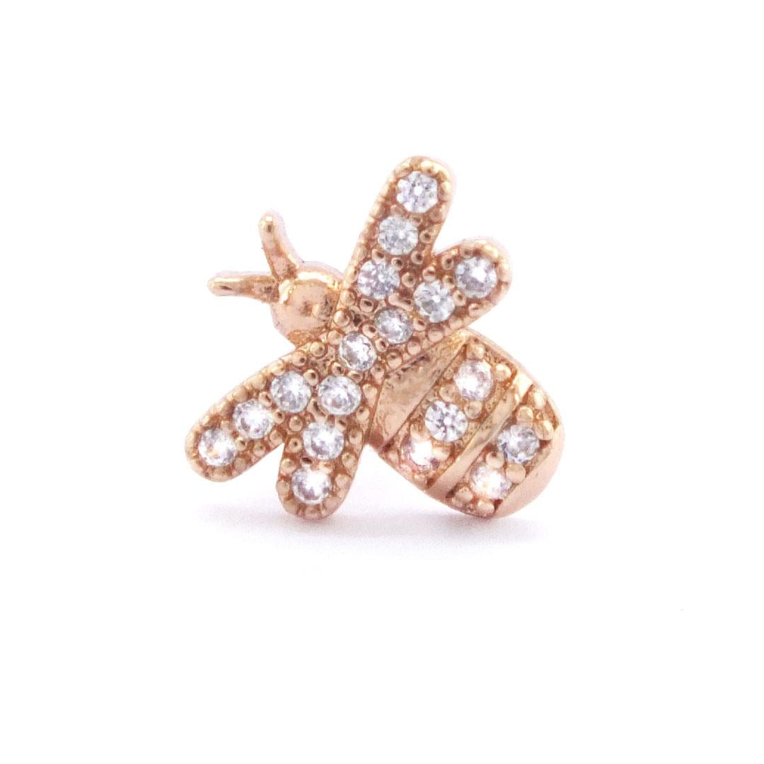 316L Çelik Zirkon Taşlı Rose Arı Şekilli Piercing PRC-163