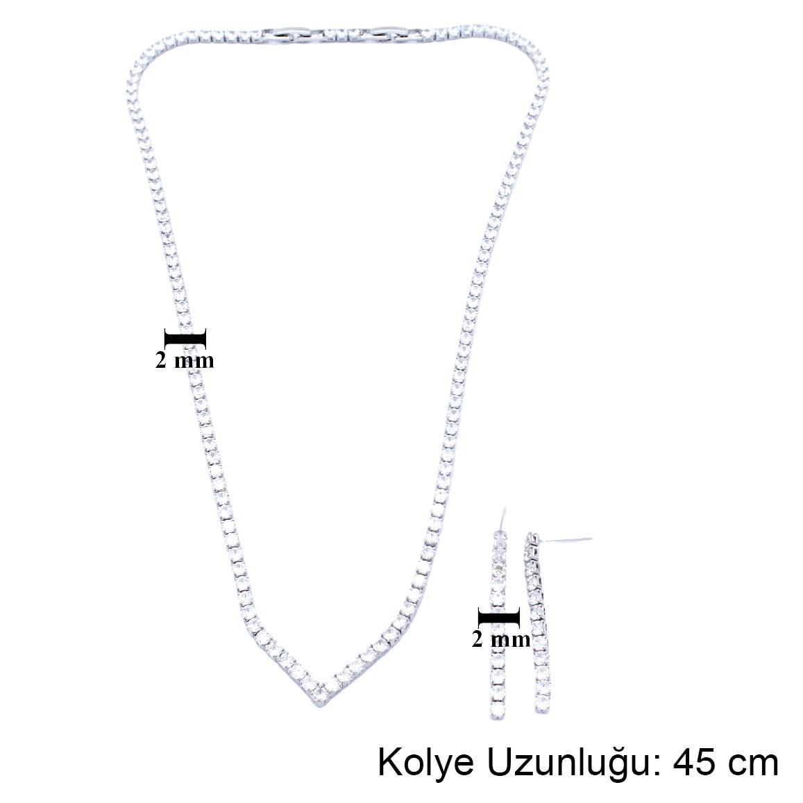 316L Çelik Zirkon Taşlı Su Yolu Kadın Set SET-146