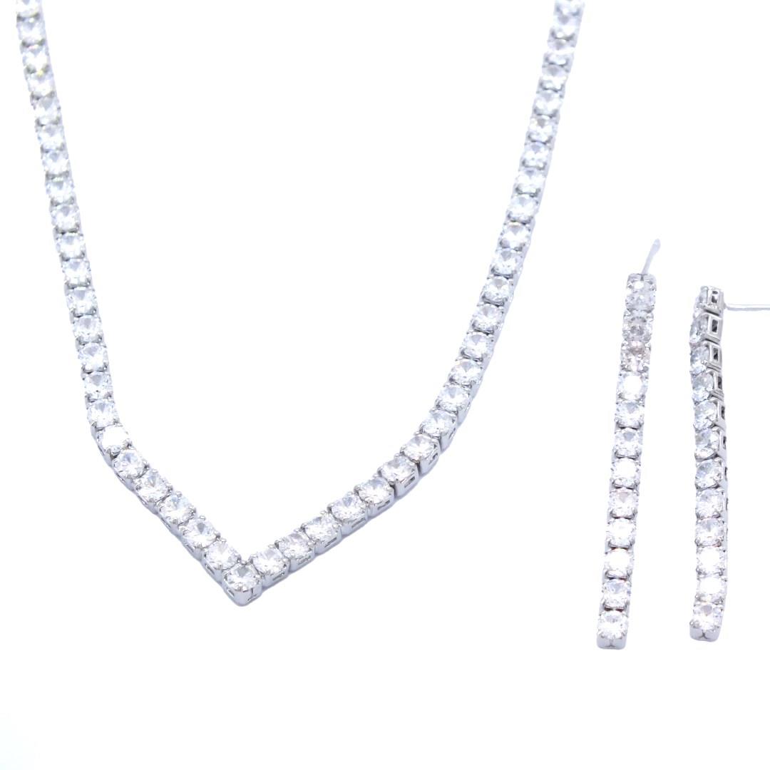 316L Çelik Zirkon Taşlı Su Yolu Kadın Set SET-146