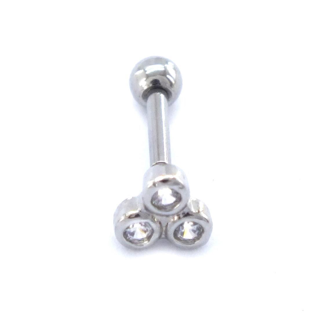 316L Çelik Zirkon Taşlı Üç Top Piercing PRC-200