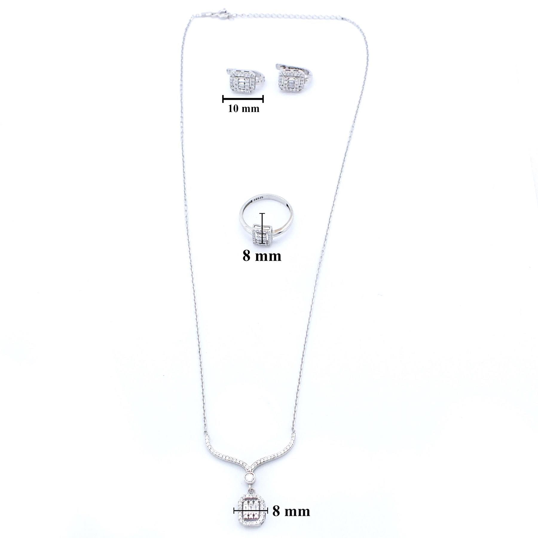 925 Ayar Baget Zirkon Taşlı Gümüş Set GSET-103
