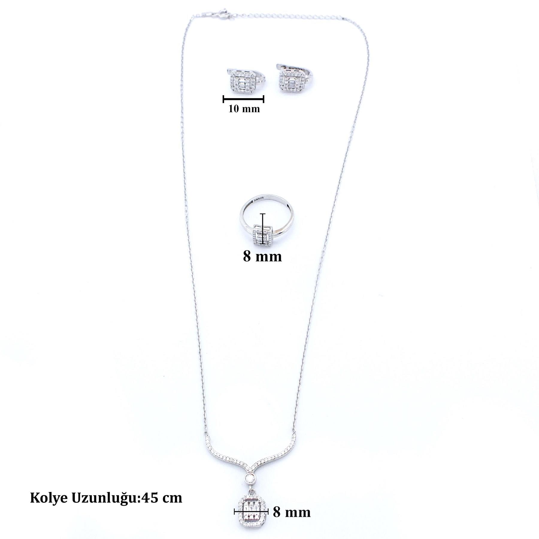 925 Ayar Baget Zirkon Taşlı Gümüş Set GSET-103