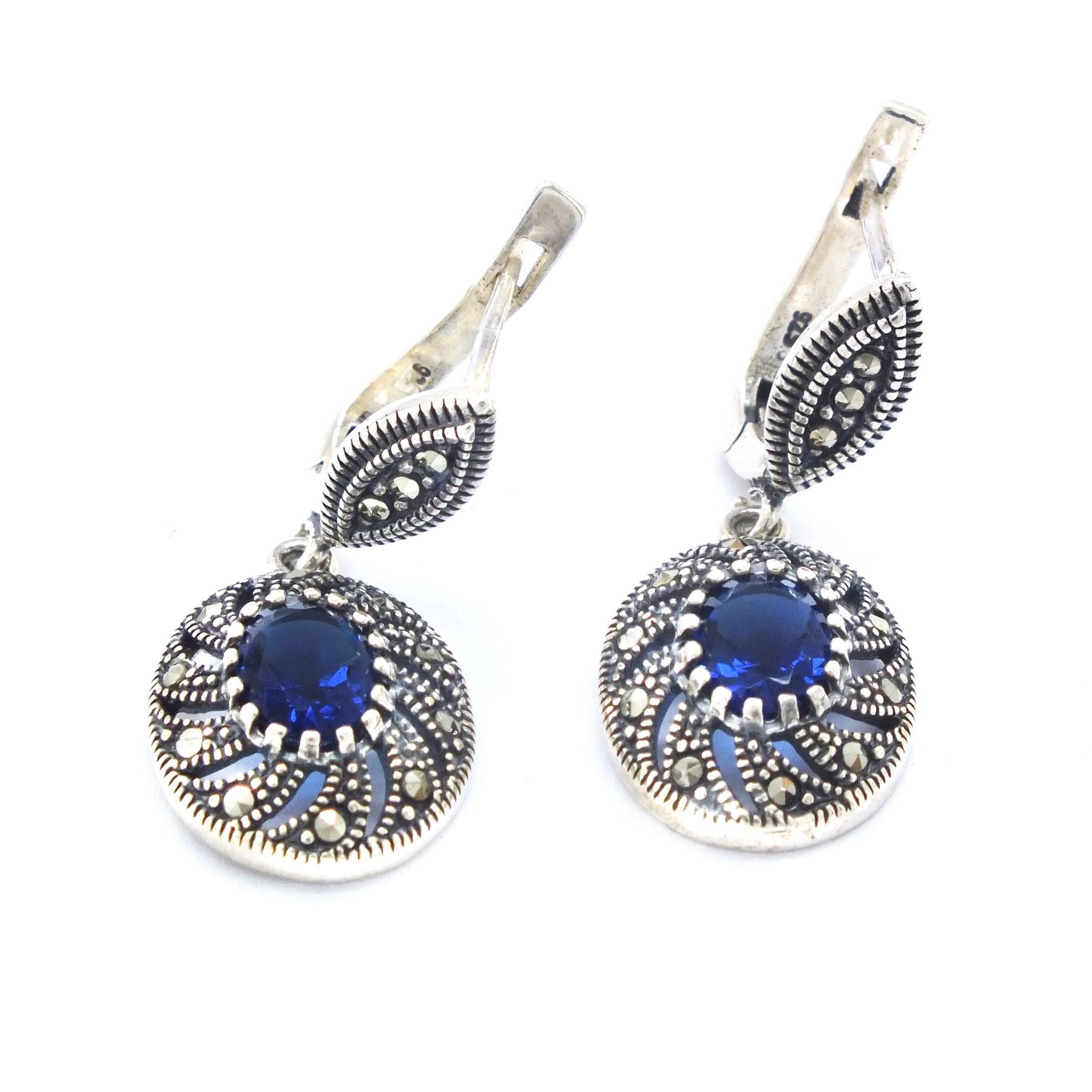 925 Ayar Mavi Akik Taşlı Gümüş Set GSET-100