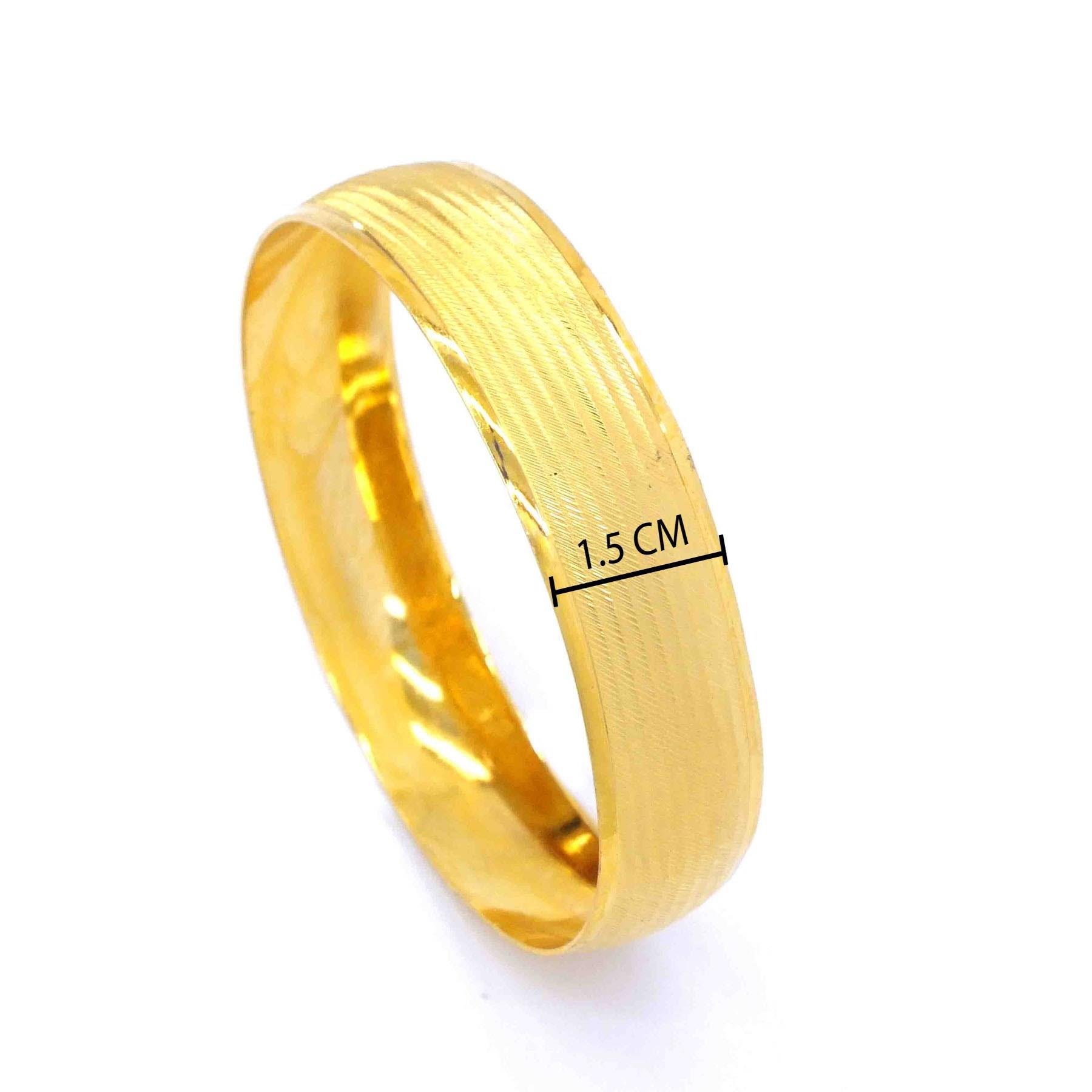 Altın Kaplama Dikey Çizgili Bilezik 15mm Kalınlık BLZ-1151