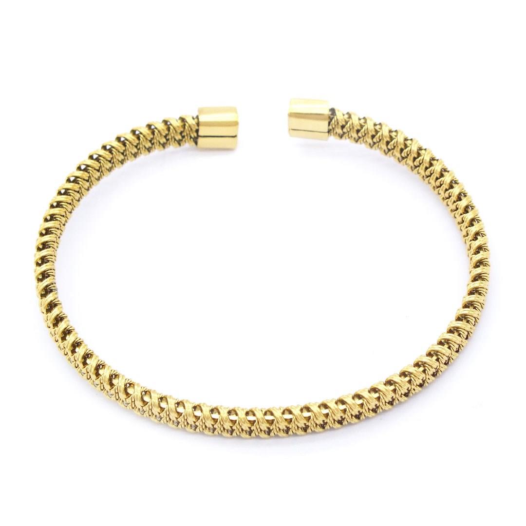 Altın Kaplama Halat Model  Erkek Kelepçe Bileklik EBLK-435